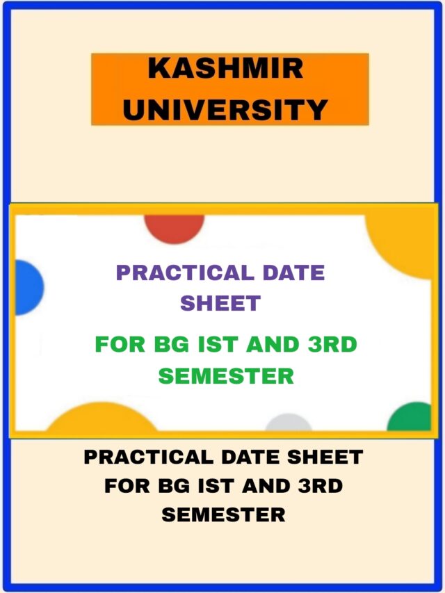 PRACTICAL DATE SHEET FOR BG IST AND 3RD SEMESTER